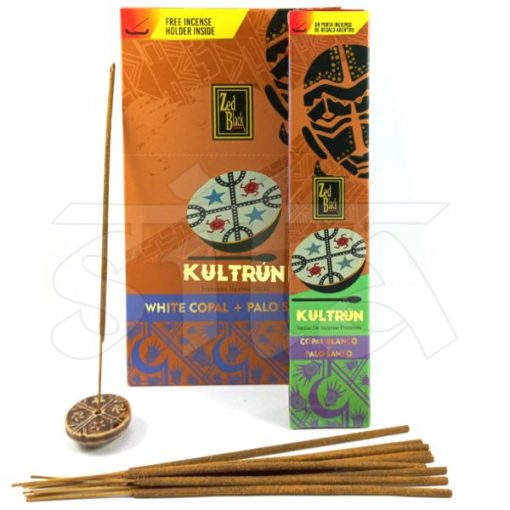 Caja de Incienso x12 Masala 15gr Kultrun COPAL BLANCO y PALO SANTO c/porta incienso