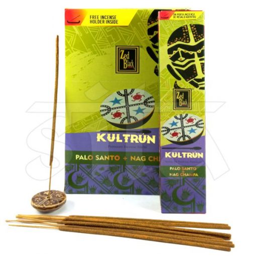 Caja de Incienso x12 Masala 15gr Kultrun PALO SANTO y NAG CHAMPA c/porta incienso