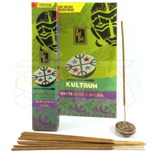 Caja de Incienso x12 Masala 15gr Kultrun SALVIA BLANCA y MELISA c/porta incienso