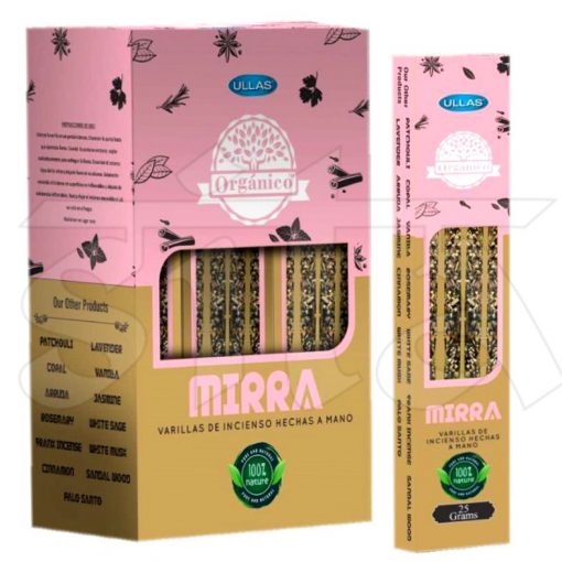 Caja de Incienso Masala x12 MIRRA 25gr ORGANICO Ullas